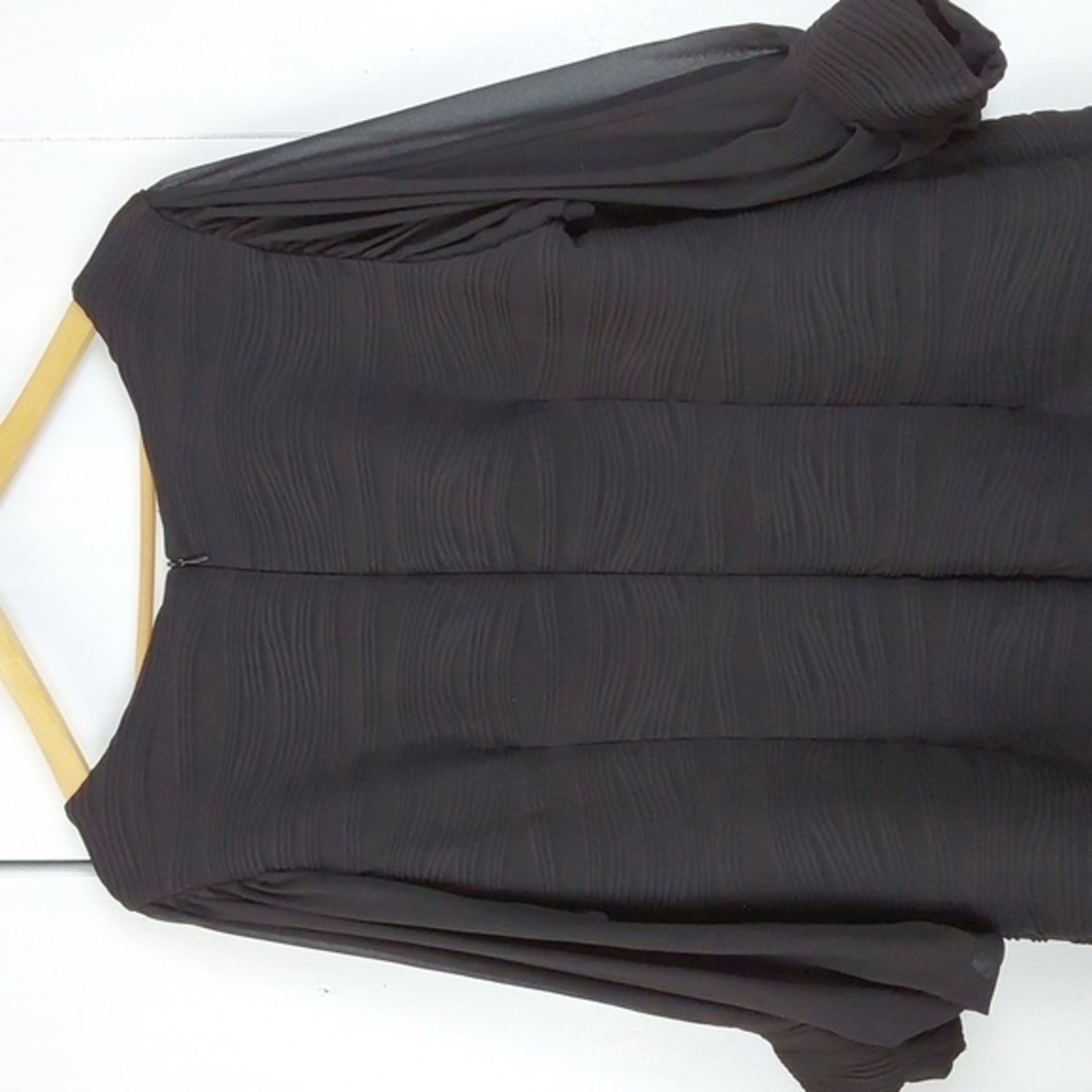 Julian Taylor| Womens Black Flowy Sheer Sleeves Dress Minimal Elegant Sz.16W - Picture 6 of 9